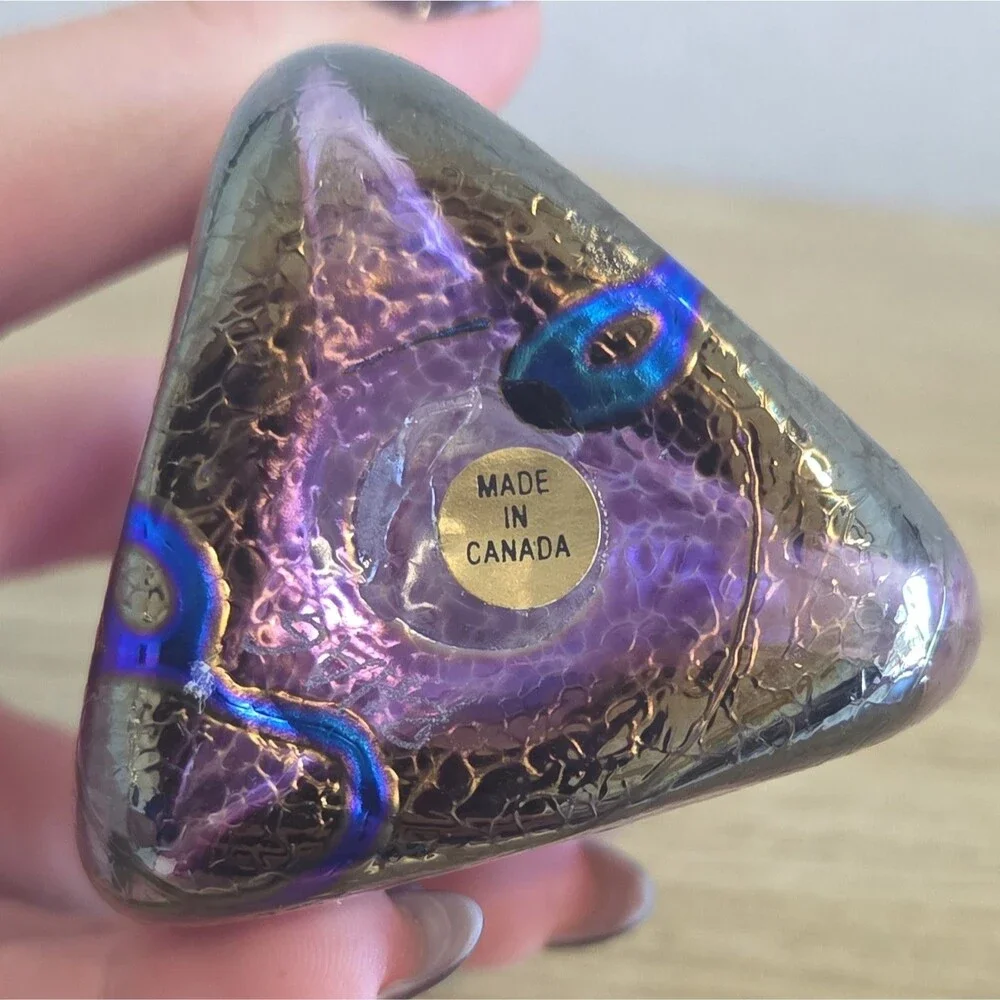 Robert HeId Iridescent Purple Art Glass Vase w/Metallic Blue Signed